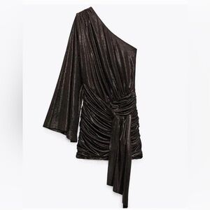 Zara dress ,asimetric , gathered at the bottom bright color